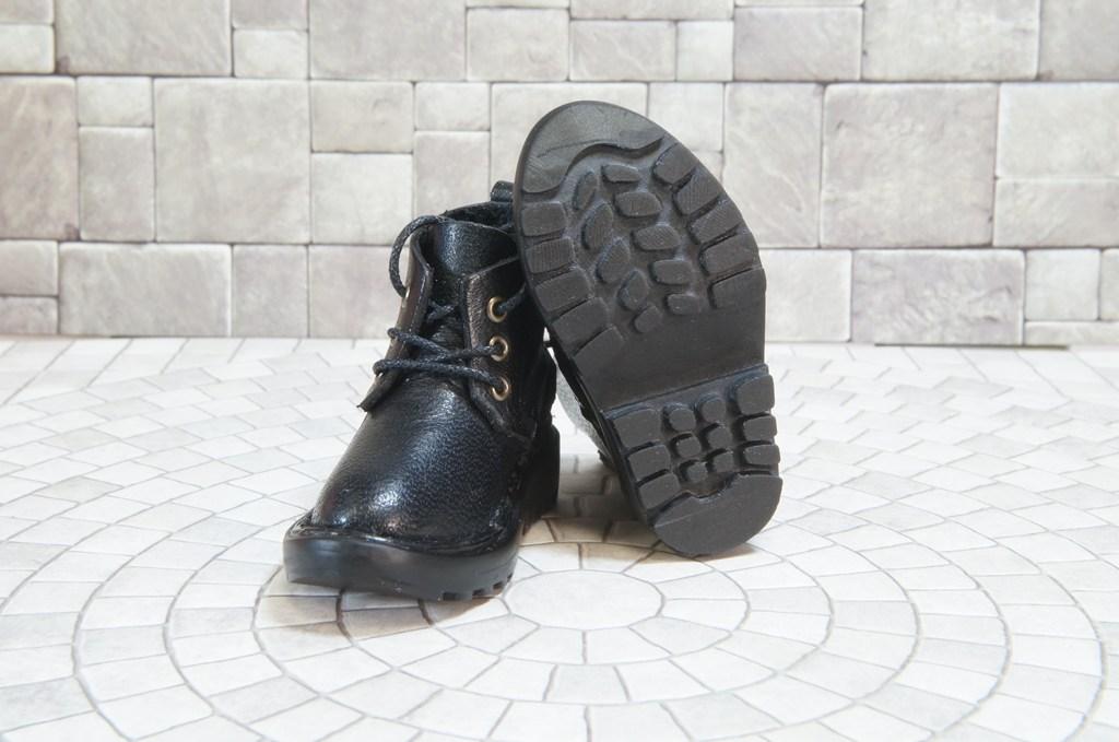 本革：ドールシューズ／ショートブーツ／ブラック／オビツ30ジャストフィット／ブロックパターン靴底 | 13枚目