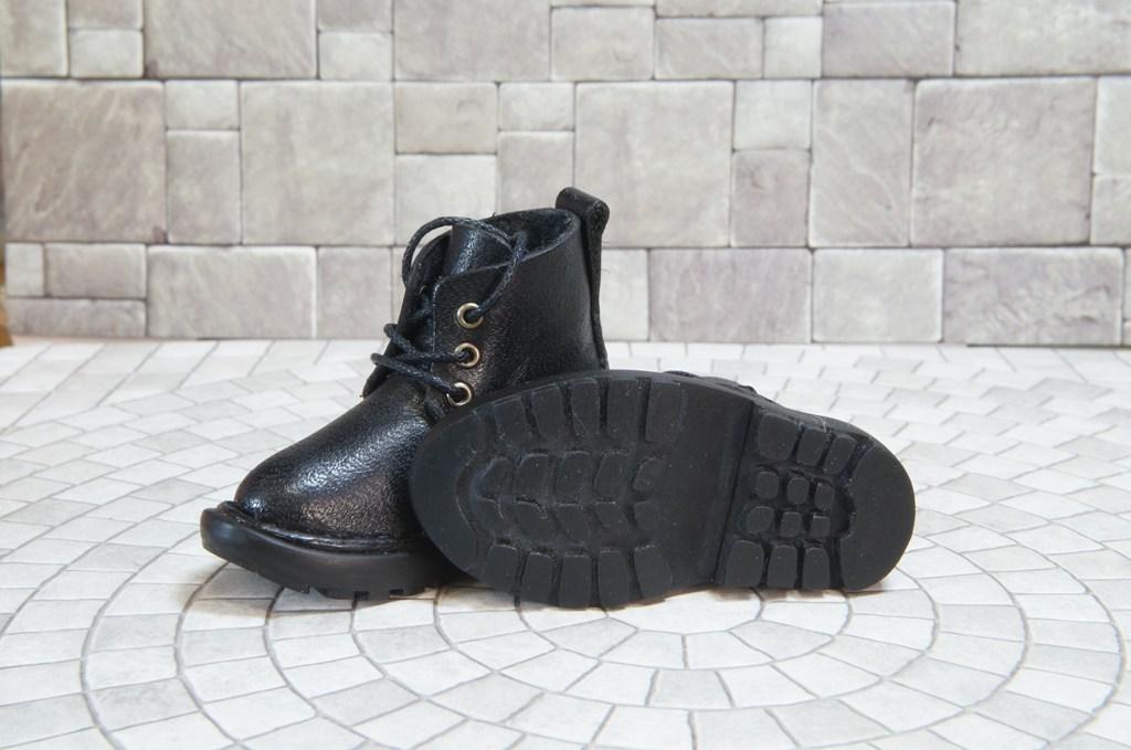 本革：ドールシューズ／ショートブーツ／ブラック／オビツ30ジャストフィット／ブロックパターン靴底 | 14枚目