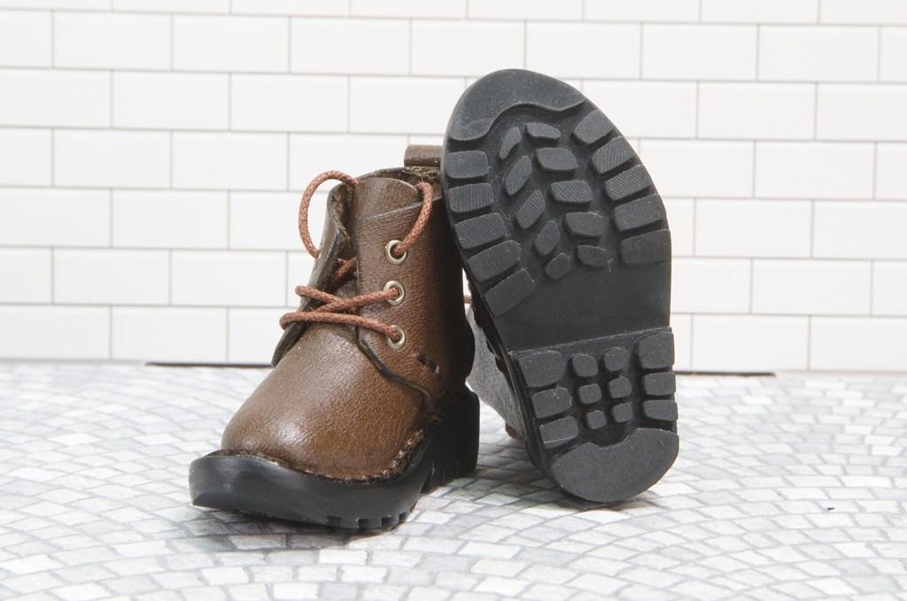 本革：ドールシューズ／ショートブーツ／ブラウン／オビツ30ジャストフィット／ブロックパターン靴底 | 12枚目