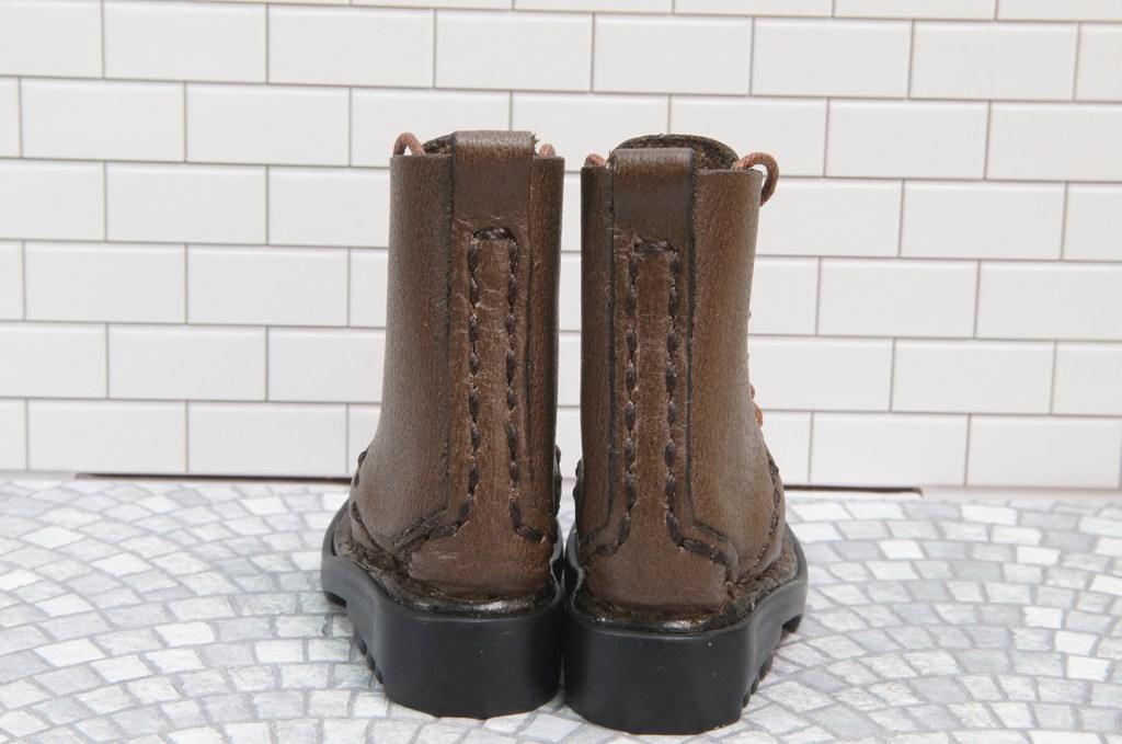 本革：ドールシューズ／セミロングブーツ／ブラウン／オビツ30ジャストフィット／ブロックパターン靴底 | 11枚目