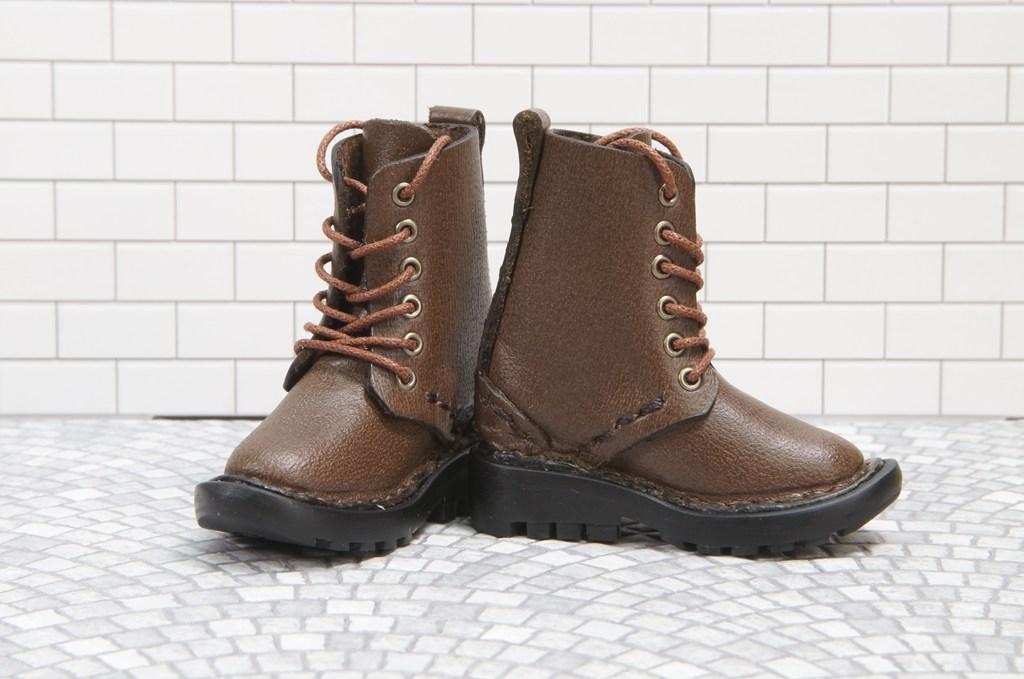 本革：ドールシューズ／セミロングブーツ／ブラウン／オビツ30ジャストフィット／ブロックパターン靴底 | 12枚目