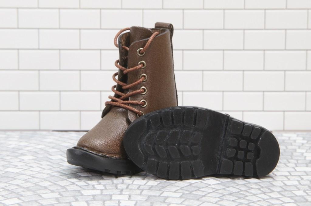 本革：ドールシューズ／セミロングブーツ／ブラウン／オビツ30ジャストフィット／ブロックパターン靴底 | 14枚目