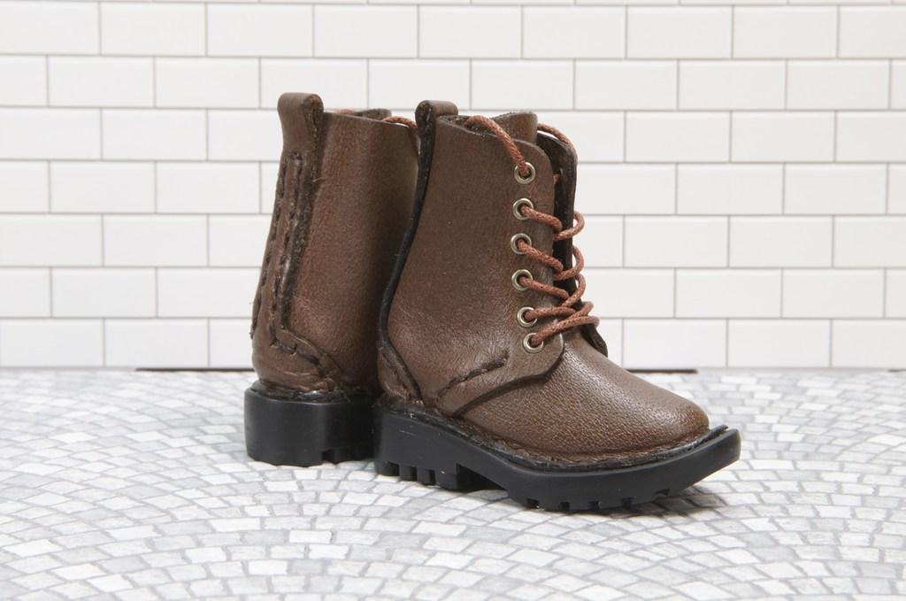 本革：ドールシューズ／セミロングブーツ／ブラウン／オビツ30ジャストフィット／ブロックパターン靴底 | 4枚目