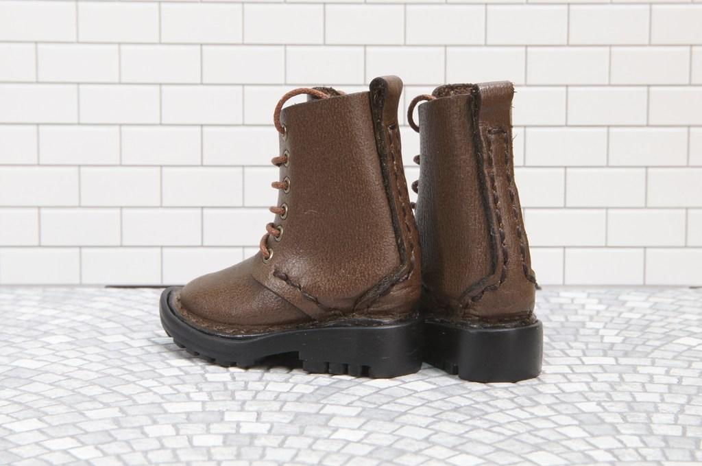 本革：ドールシューズ／セミロングブーツ／ブラウン／オビツ30ジャストフィット／ブロックパターン靴底 | 6枚目