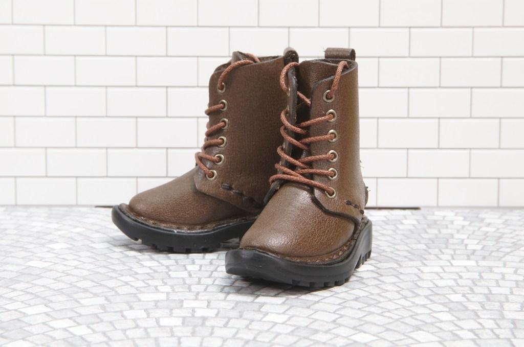 本革：ドールシューズ／セミロングブーツ／ブラウン／オビツ30ジャストフィット／ブロックパターン靴底 | 8枚目