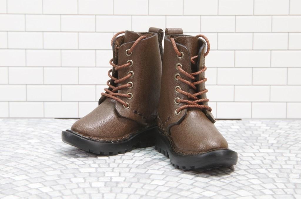 本革：ドールシューズ／セミロングブーツ／ブラウン／オビツ30ジャストフィット／ブロックパターン靴底 | 9枚目