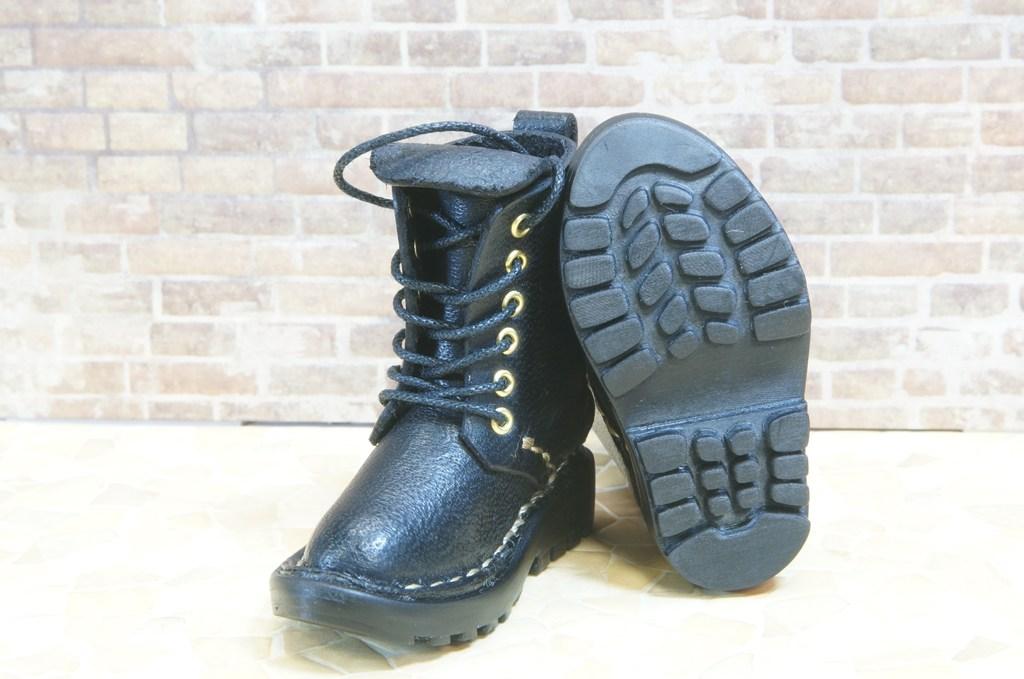 本革：ドールシューズ／セミロングブーツ／ブラック／オビツ30ジャストフィット／ブロックパターン靴底 | 10枚目