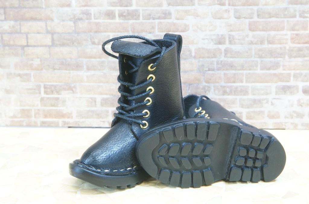 本革：ドールシューズ／セミロングブーツ／ブラック／オビツ30ジャストフィット／ブロックパターン靴底 | 11枚目