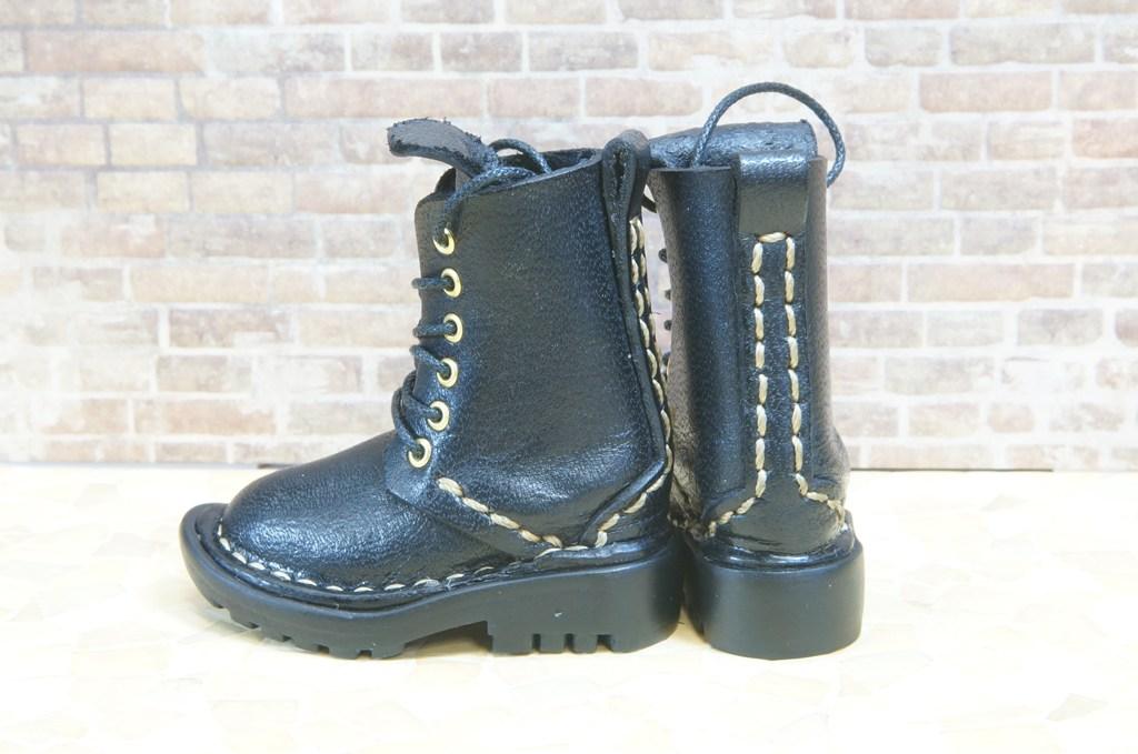 本革：ドールシューズ／セミロングブーツ／ブラック／オビツ30ジャストフィット／ブロックパターン靴底 | 7枚目