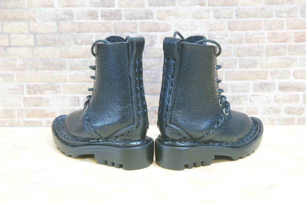 本革：ドールシューズ／セミロングブーツ／ブラック／オビツ30ジャストフィット／ブロックパターン靴底 | 2枚目