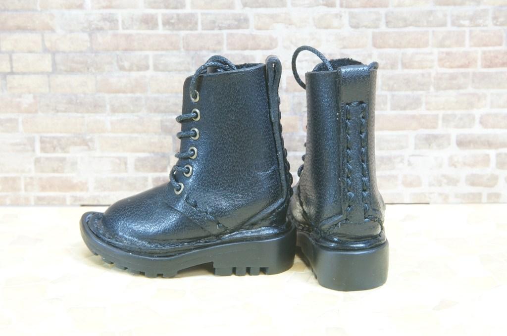 本革：ドールシューズ／セミロングブーツ／ブラック／オビツ30ジャストフィット／ブロックパターン靴底 | 6枚目