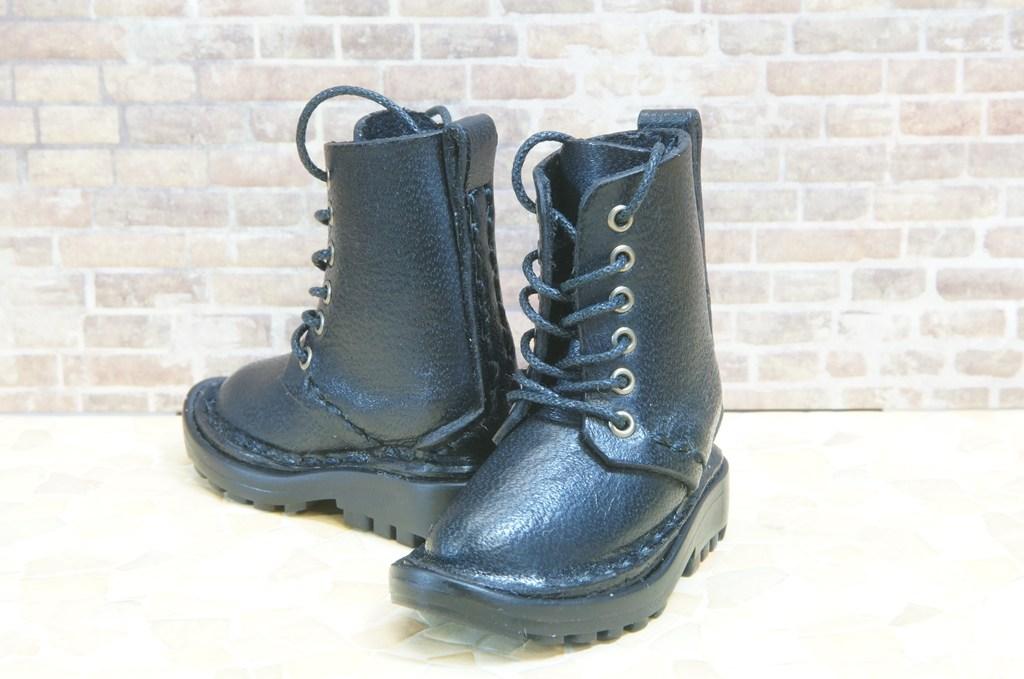 本革：ドールシューズ／セミロングブーツ／ブラック／オビツ30ジャストフィット／ブロックパターン靴底 | 7枚目