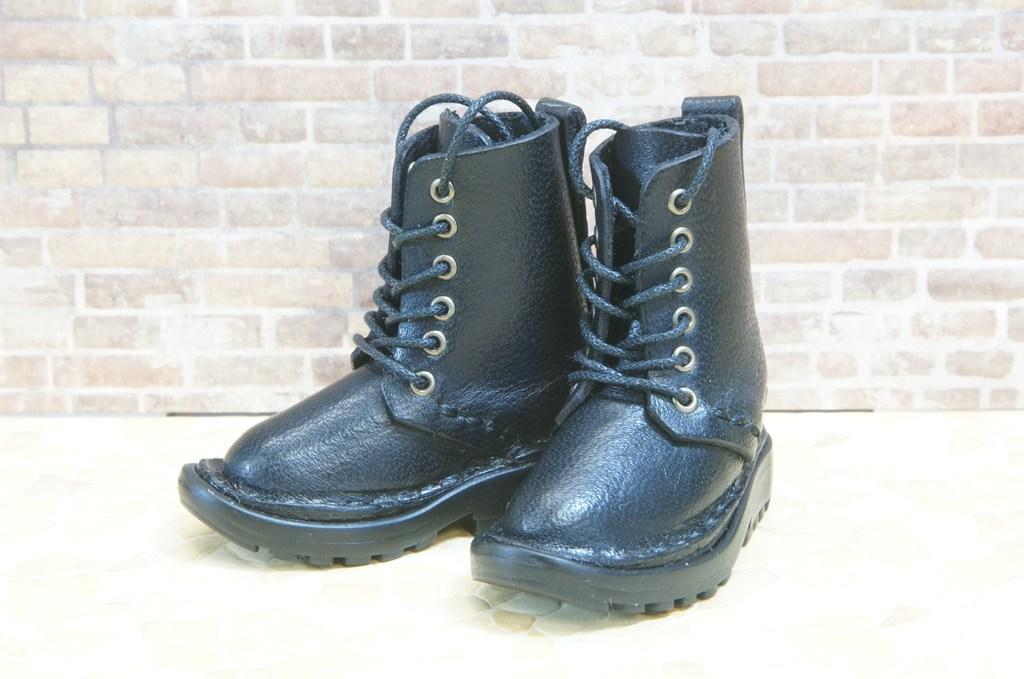 本革：ドールシューズ／セミロングブーツ／ブラック／オビツ30ジャストフィット／ブロックパターン靴底 | 8枚目