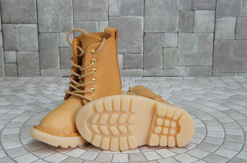 本革：ドールシューズ／セミロングブーツ／アプリコット／オビツ30ジャストフィット／ブロックパターン靴底 | 11枚目