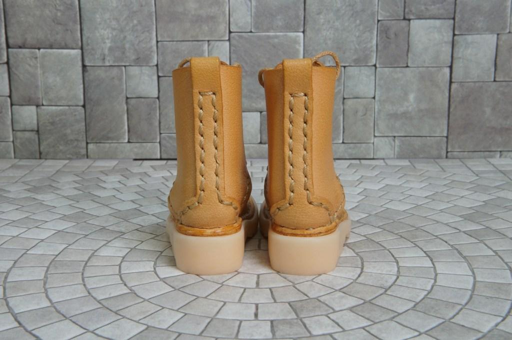 本革：ドールシューズ／セミロングブーツ／アプリコット／オビツ30ジャストフィット／ブロックパターン靴底 | 5枚目