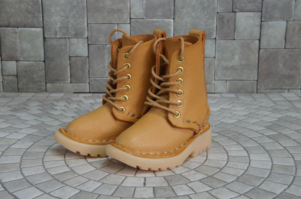 本革：ドールシューズ／セミロングブーツ／アプリコット／オビツ30ジャストフィット／ブロックパターン靴底 | 7枚目