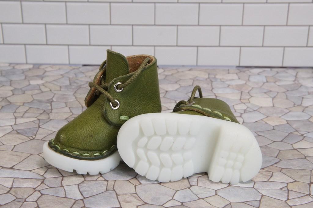 本革：1/6ドールシューズ／ショートブーツ／ライム／オビツ24・ブライス・リカちゃん／ブロックパターン靴 | 10枚目