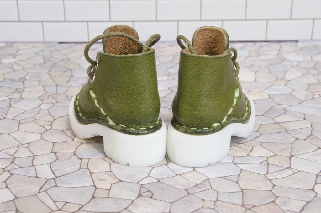 本革：1/6ドールシューズ／ショートブーツ／ライム／オビツ24・ブライス・リカちゃん／ブロックパターン靴 | 5枚目