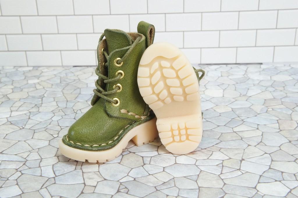 本革：1/6ドールシューズ／セミロングブーツ／ライム／オビツ24・ブライス・リカちゃん／ブロックパター | 3枚目
