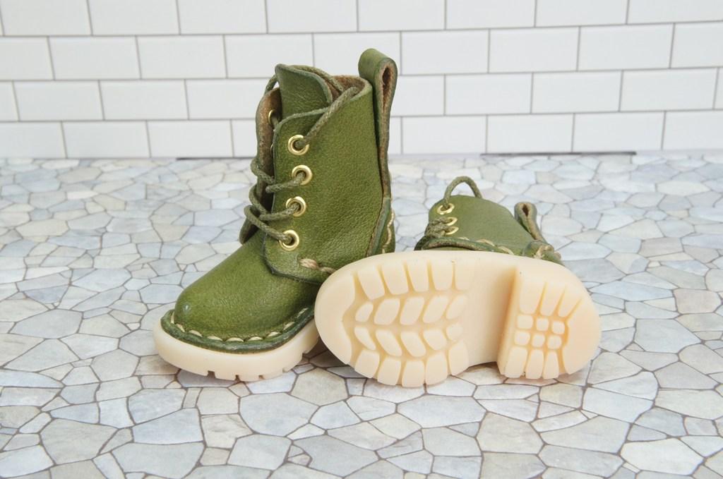 本革：1/6ドールシューズ／セミロングブーツ／ライム／オビツ24・ブライス・リカちゃん／ブロックパター | 5枚目