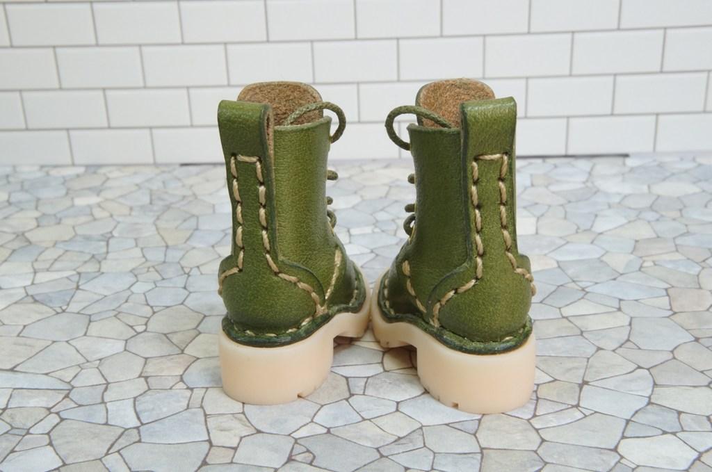 本革：1/6ドールシューズ／セミロングブーツ／ライム／オビツ24・ブライス・リカちゃん／ブロックパター | 6枚目