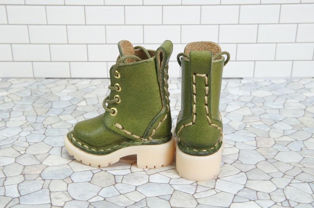 本革：1/6ドールシューズ／セミロングブーツ／ライム／オビツ24・ブライス・リカちゃん／ブロックパター | 8枚目