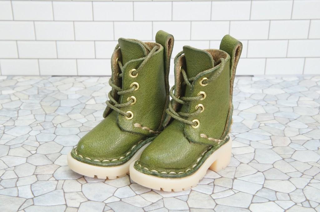 本革：1/6ドールシューズ／セミロングブーツ／ライム／オビツ24・ブライス・リカちゃん／ブロックパター | 10枚目