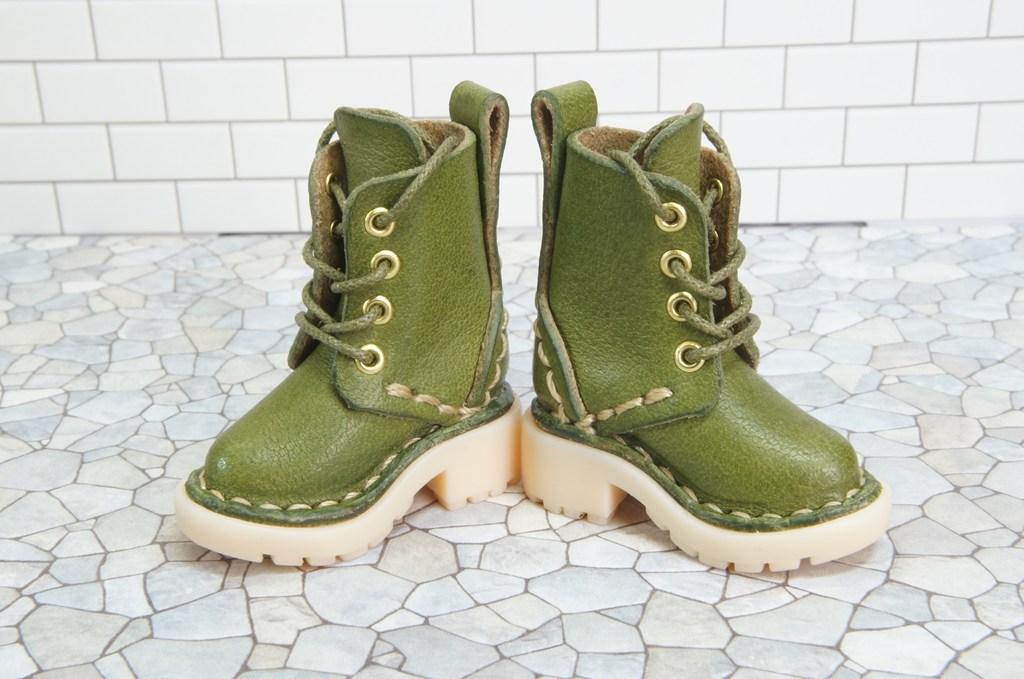 本革：1/6ドールシューズ／セミロングブーツ／ライム／オビツ24・ブライス・リカちゃん／ブロックパター | 11枚目