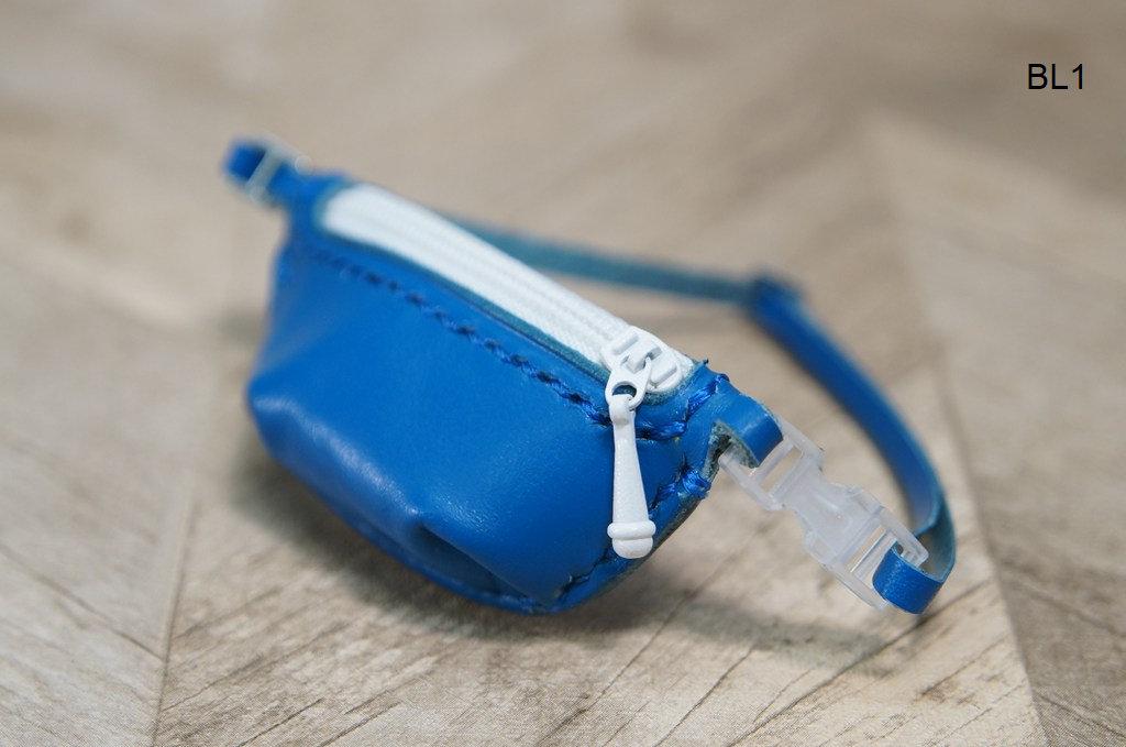 【本革】30cmドール用 ボディバッグ【ブルー】/ オビツ30・テヤンサイズ