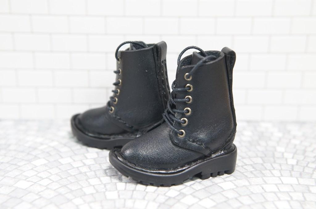 本革：ドールシューズ／セミロングブーツ／ブラック／オビツ30ジャストフィット／ブロックパターン靴底 | 5枚目