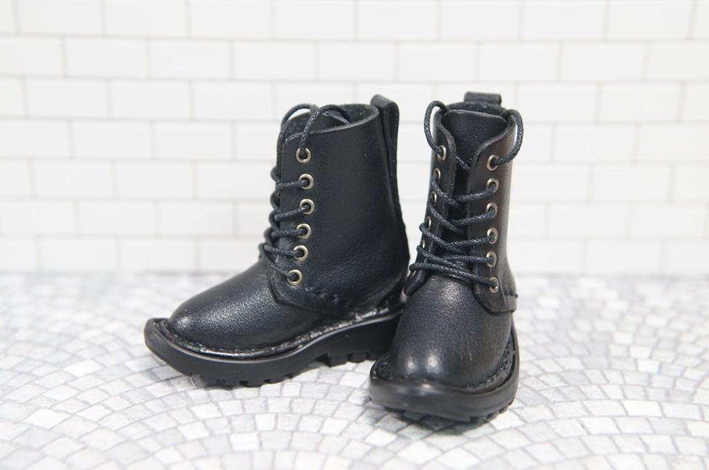 本革：ドールシューズ／セミロングブーツ／ブラック／オビツ30ジャストフィット／ブロックパターン靴底 | 6枚目