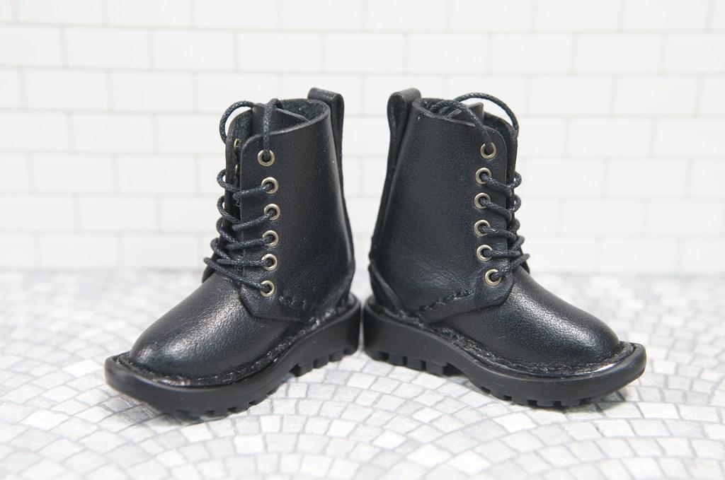 本革：ドールシューズ／セミロングブーツ／ブラック／オビツ30ジャストフィット／ブロックパターン靴底 | 7枚目