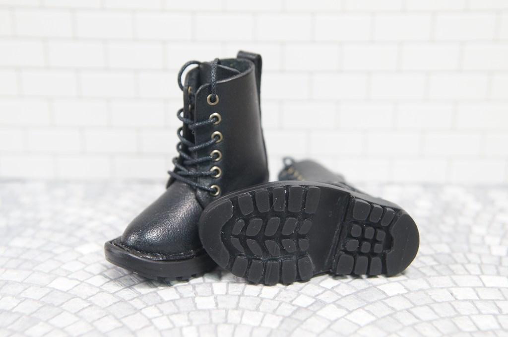 本革：ドールシューズ／セミロングブーツ／ブラック／オビツ30ジャストフィット／ブロックパターン靴底 | 9枚目