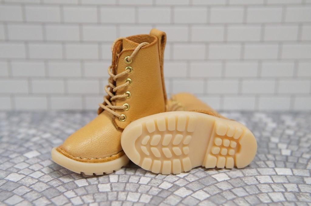 本革：ドールシューズ／セミロングブーツ／アプリコット／オビツ30ジャストフィット／ブロックパターン靴底 | 10枚目