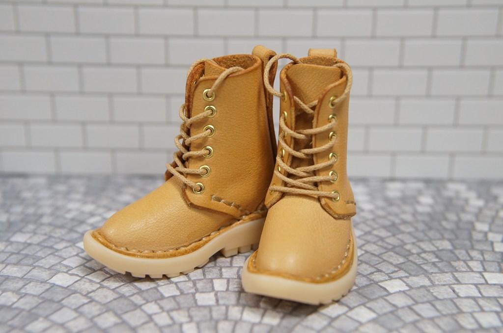 本革：ドールシューズ／セミロングブーツ／アプリコット／オビツ30ジャストフィット／ブロックパターン靴底 | 7枚目
