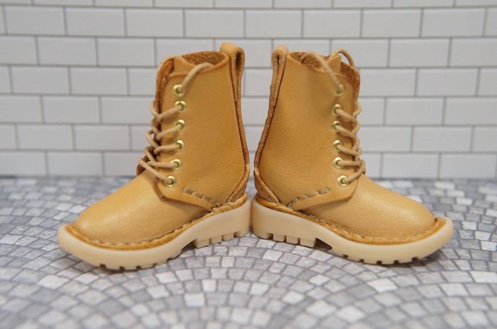 本革：ドールシューズ／セミロングブーツ／アプリコット／オビツ30ジャストフィット／ブロックパターン靴底 | 8枚目