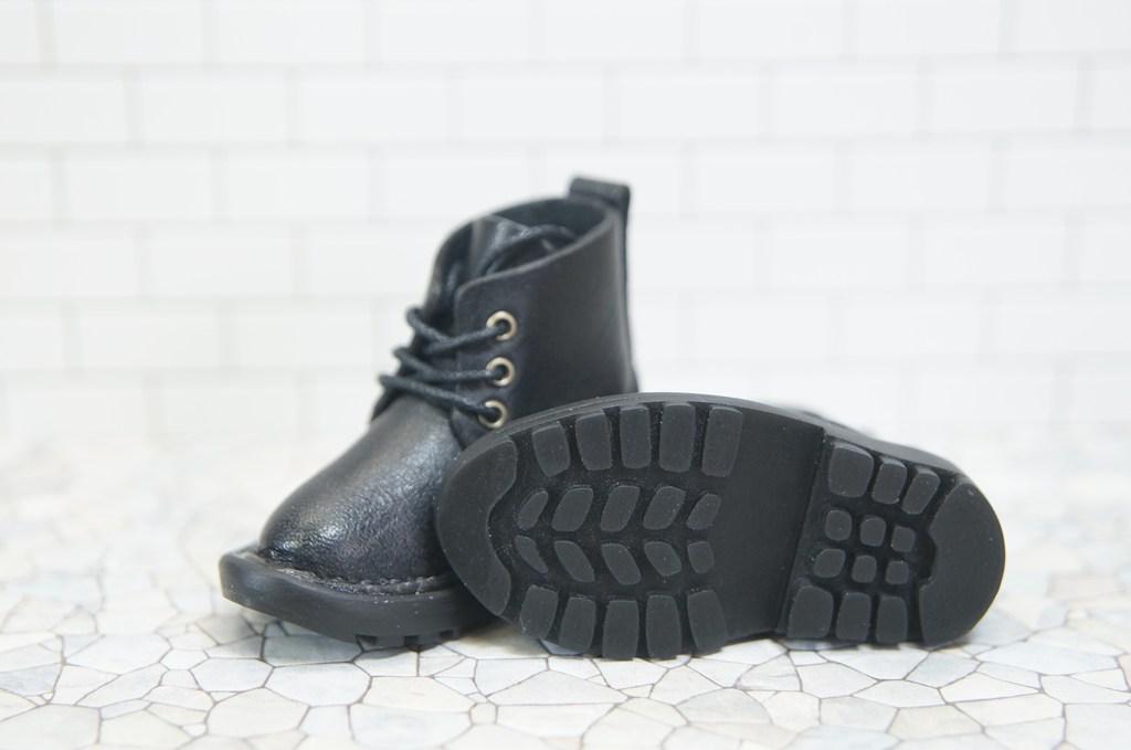 本革：ドールシューズ／ショートブーツ／ブラック／オビツ30ジャストフィット／ブロックパターン靴底 | 10枚目