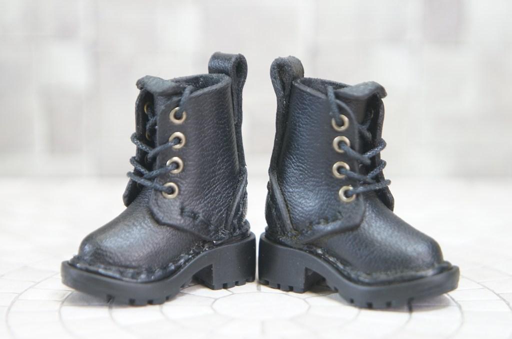 本革：1/6ドールシューズ／セミロングブーツ／ブラック／オビツ24・ブライス・リカちゃん／ブロックパター | 6枚目