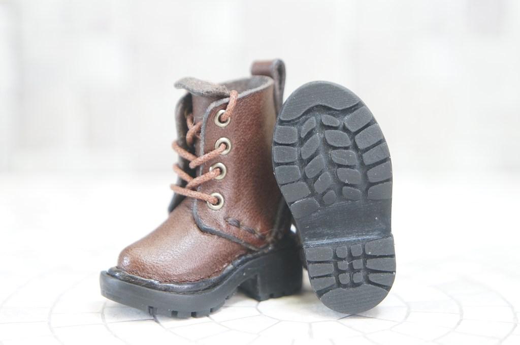 本革：1/6ドールシューズ／セミロングブーツ／ダークブラウン／オビツ24・ブライス・リカちゃん／ブロックパター | 7枚目