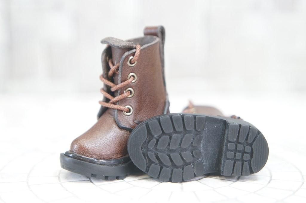 本革：1/6ドールシューズ／セミロングブーツ／ダークブラウン／オビツ24・ブライス・リカちゃん／ブロックパター | 8枚目