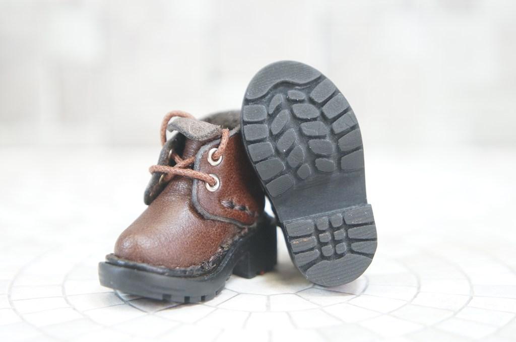 本革：1/6ドールシューズ／ショートブーツ／ダークブラウン／オビツ24・ブライス・リカちゃん／ブロックパターン靴 | 7枚目