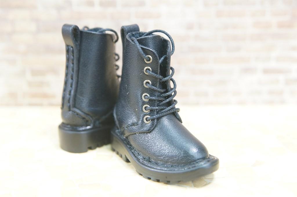 本革：ドールシューズ／セミロングブーツ／ブラック／オビツ30ジャストフィット／ブロックパターン靴底 | 3枚目