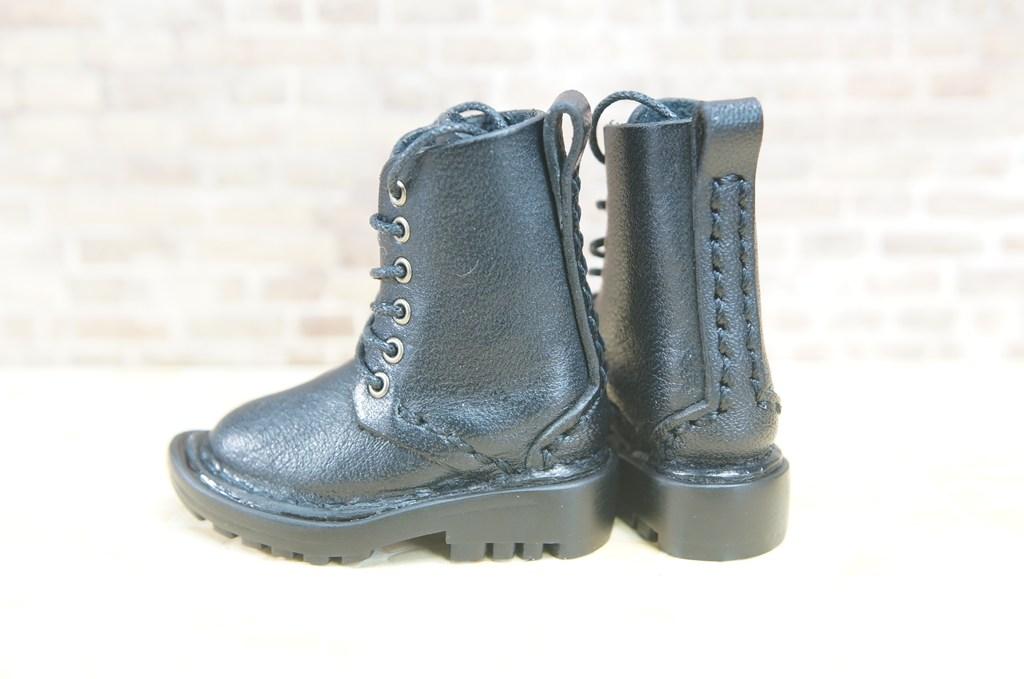 本革：ドールシューズ／セミロングブーツ／ブラック／オビツ30ジャストフィット／ブロックパターン靴底 | 5枚目