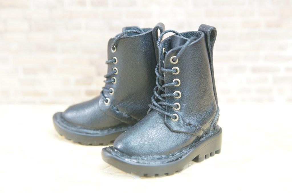 本革：ドールシューズ／セミロングブーツ／ブラック／オビツ30ジャストフィット／ブロックパターン靴底 | 6枚目