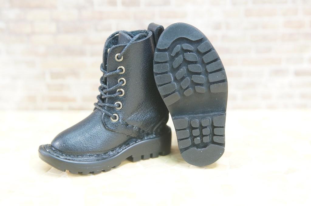 本革：ドールシューズ／セミロングブーツ／ブラック／オビツ30ジャストフィット／ブロックパターン靴底 | 8枚目