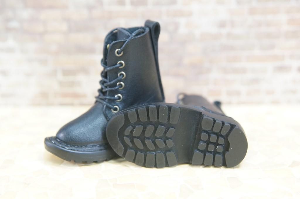 本革：ドールシューズ／セミロングブーツ／ブラック／オビツ30ジャストフィット／ブロックパターン靴底 | 9枚目