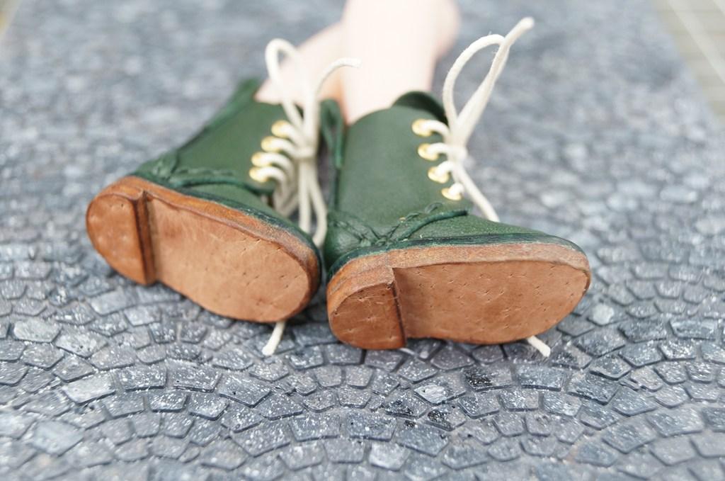 本革：1/6ドールシューズ／セミロングブーツ　ディープグリーン／オビツ24・ブライス・リカちゃん | 4枚目