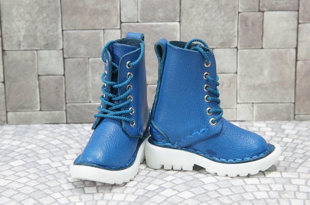 本革：ドールシューズ／セミロングブーツ／ブルー／オビツ30ジャストフィット／ブロックパターン靴底 | 11枚目