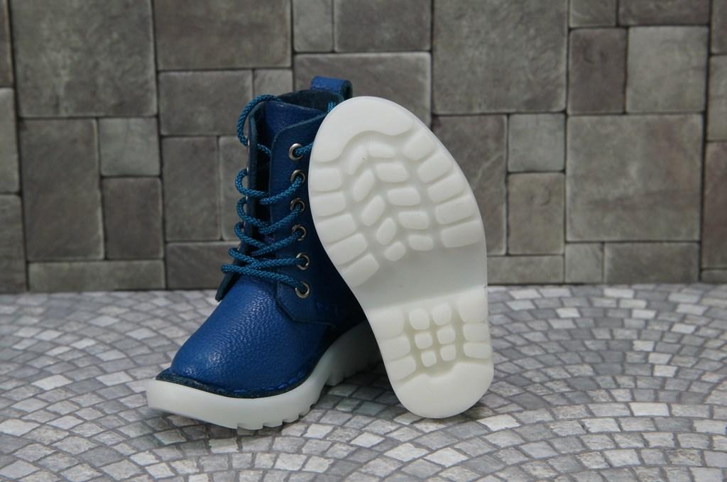 本革：ドールシューズ／セミロングブーツ／ブルー／オビツ30ジャストフィット／ブロックパターン靴底 | 12枚目