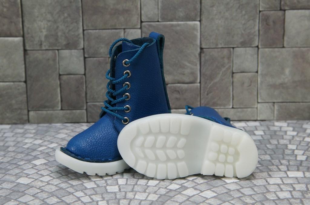 本革：ドールシューズ／セミロングブーツ／ブルー／オビツ30ジャストフィット／ブロックパターン靴底 | 13枚目